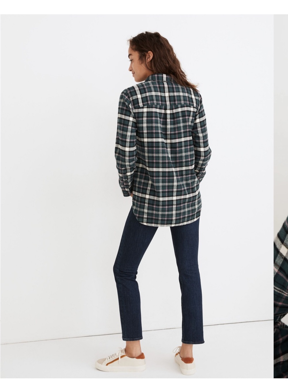 Madewell Flannel Classic Ex-Boyfriend Shirt Green - Picture 16 of 16